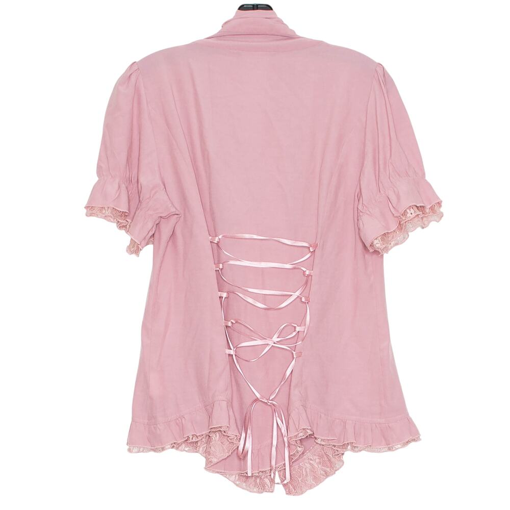 Scarlet Darkness Top Coquette Renaissance Romantic Feminine Regency Pink Large - Picture 2 of 8